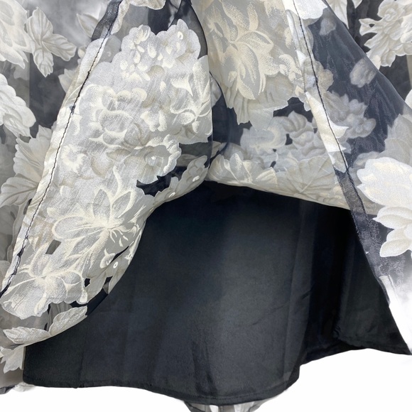 Forever 21 Sheer Overlay Layered Floral Skirt Black Gray Cream Womens Size XS - Picture 3 of 5